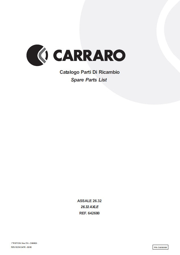 Transmisión Carrarro 26.32 642680 Manual de Partes