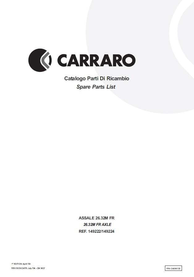 Transmisión Carrarro 26.32M FR 149222/ 149224 Manual de Partes