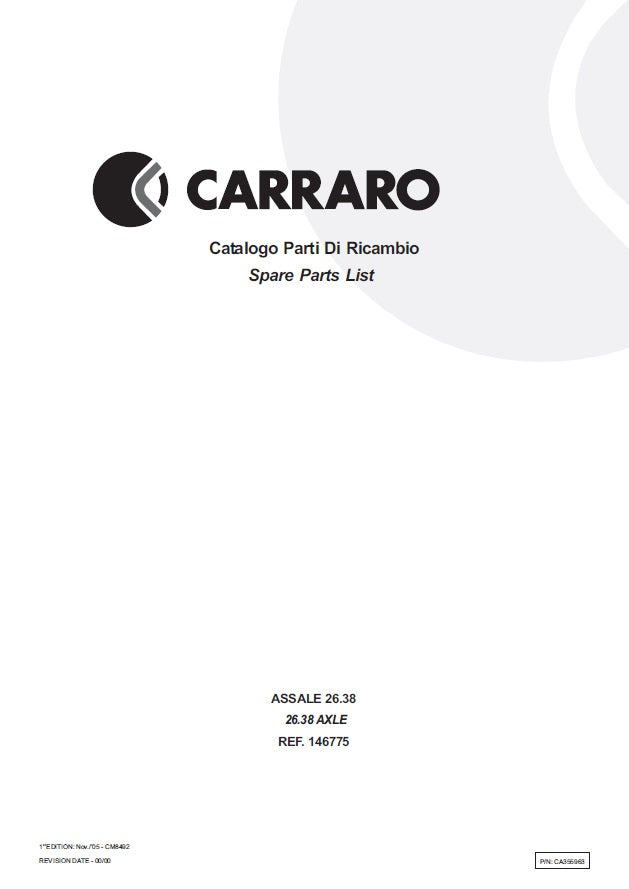 Transmisión Carrarro 26.38 146775 Manual de Partes
