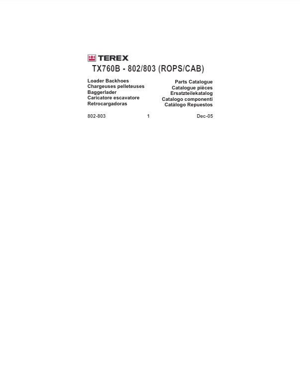 Manual de Partes Retrocargadora Terex 760B