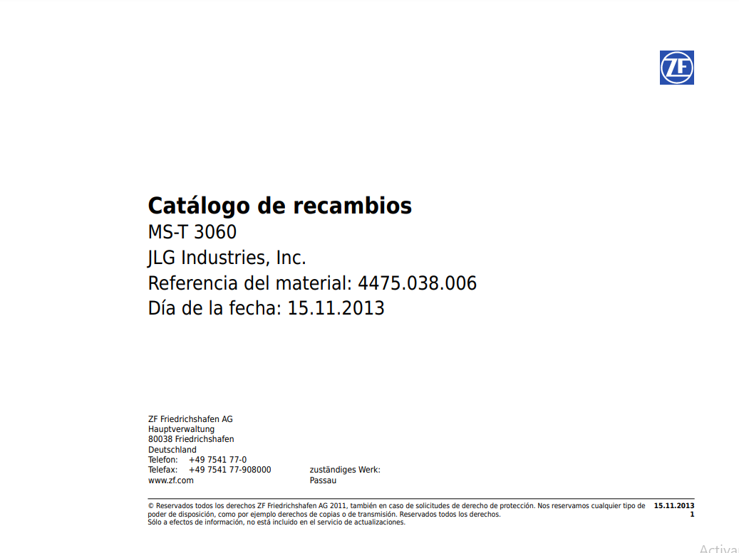 Catalogo de Recambios Eje Delantero MS-T 3060 - 4475.038.006