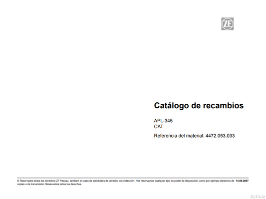 Catalogo de Recambios Eje Delantero ZF APL-345 CAT - 4472.053.033