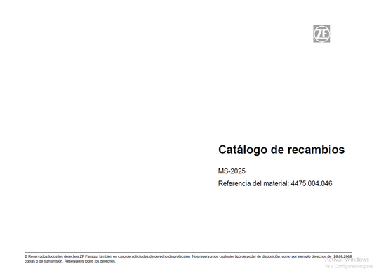Catalogo de Recambios Eje Delantero ZF MS-2025 - 4475.004.046