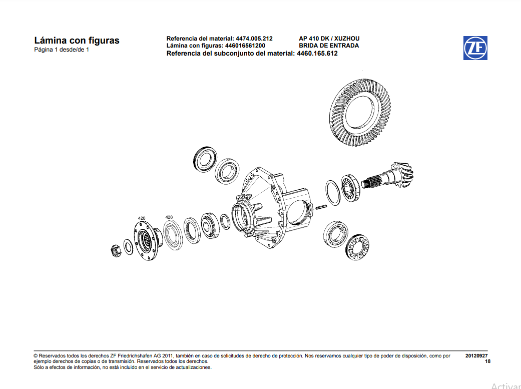 Catalogo de Recambios Eje Trasero ZF AP 410 DK XUZHOU - 4474.005.212