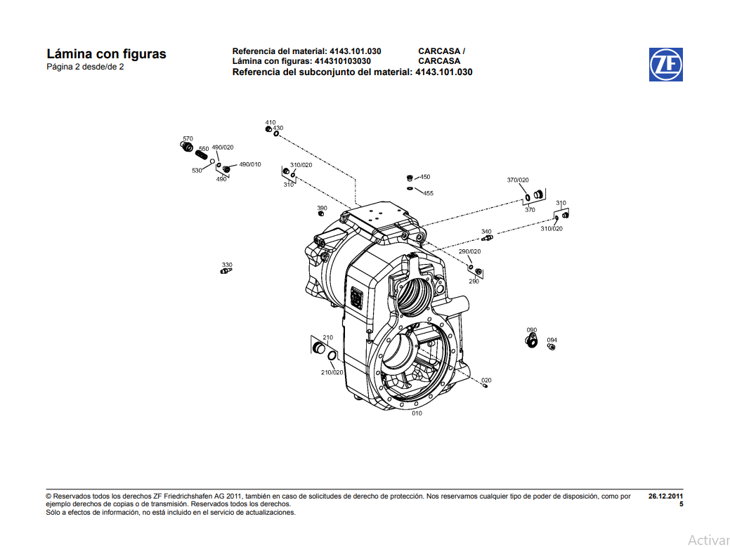 Catalogo de Recambios Eje Trasero ZF CARCASA - 4143.101.030