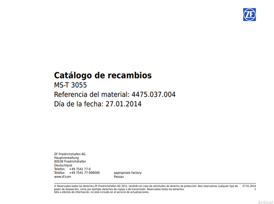 Catalogo de Recambios Eje Trasero ZF MS-T 3055 - 4475.037.004