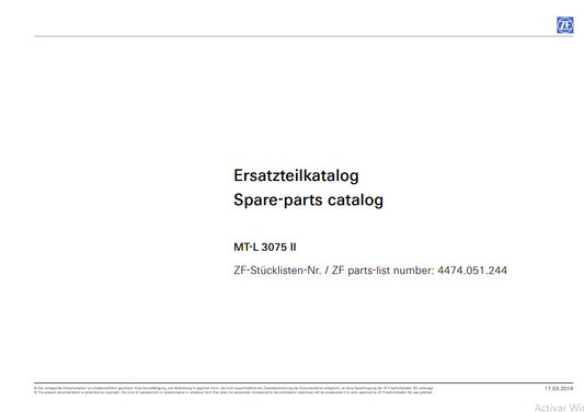 Catalogo de Recambios Eje Trasero ZF MT-L 3075 II - 4474.051.244