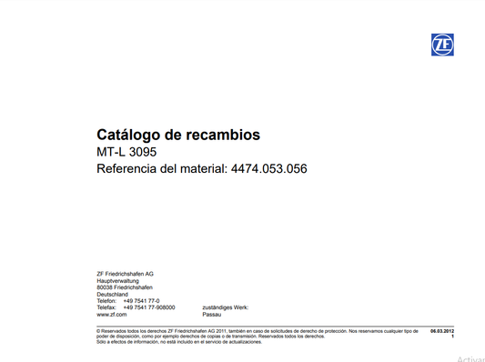 Catalogo de Recambios Eje Delantero ZF MT-L 3095 - 4474.053.056