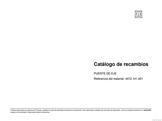 Catalogo de Recambios Puente de Eje ZF - 4472.141.401