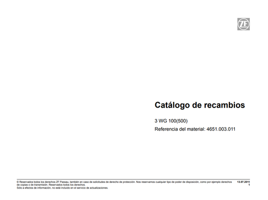 Catalogo de Recambios Servotransmisión ZF 3 WG 100 (500) - 4651.003.011