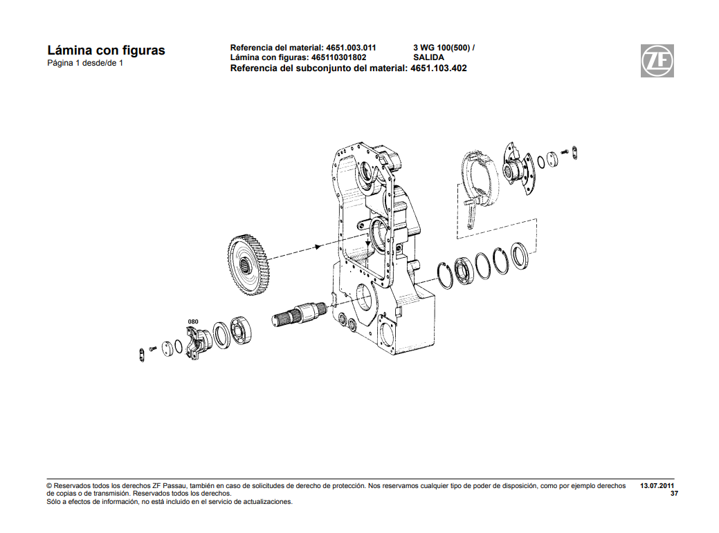 Catalogo de Recambios Servotransmisión ZF 3 WG 100 (500) - 4651.003.011