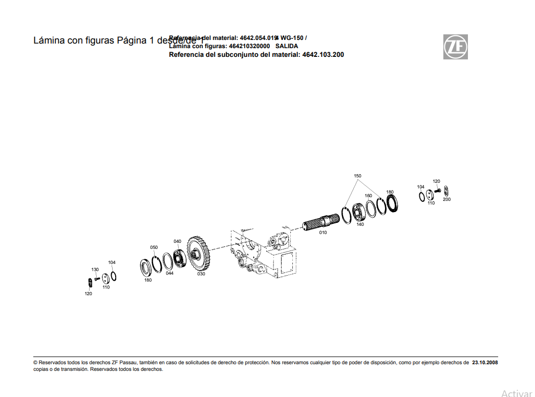 Catalogo de Recambios Servotransmisión ZF 4 WG-150 - 4642.054.019