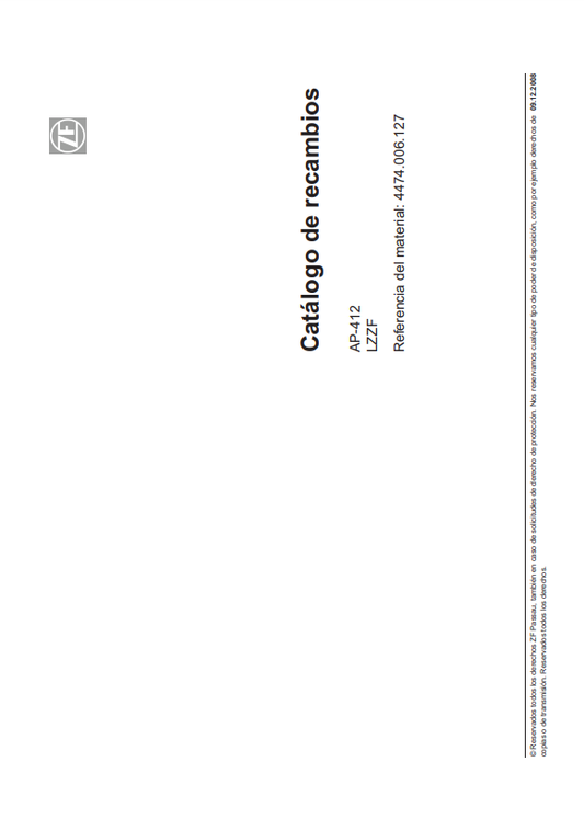 Catalogo de Recambios Servotransmisión ZF AP-412 LZZF - 4474.006.127