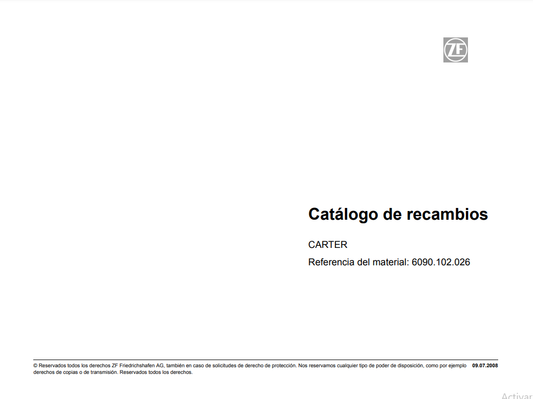 Catalogo de Recambios Transmisión ZF CARTER - 6090.102.026