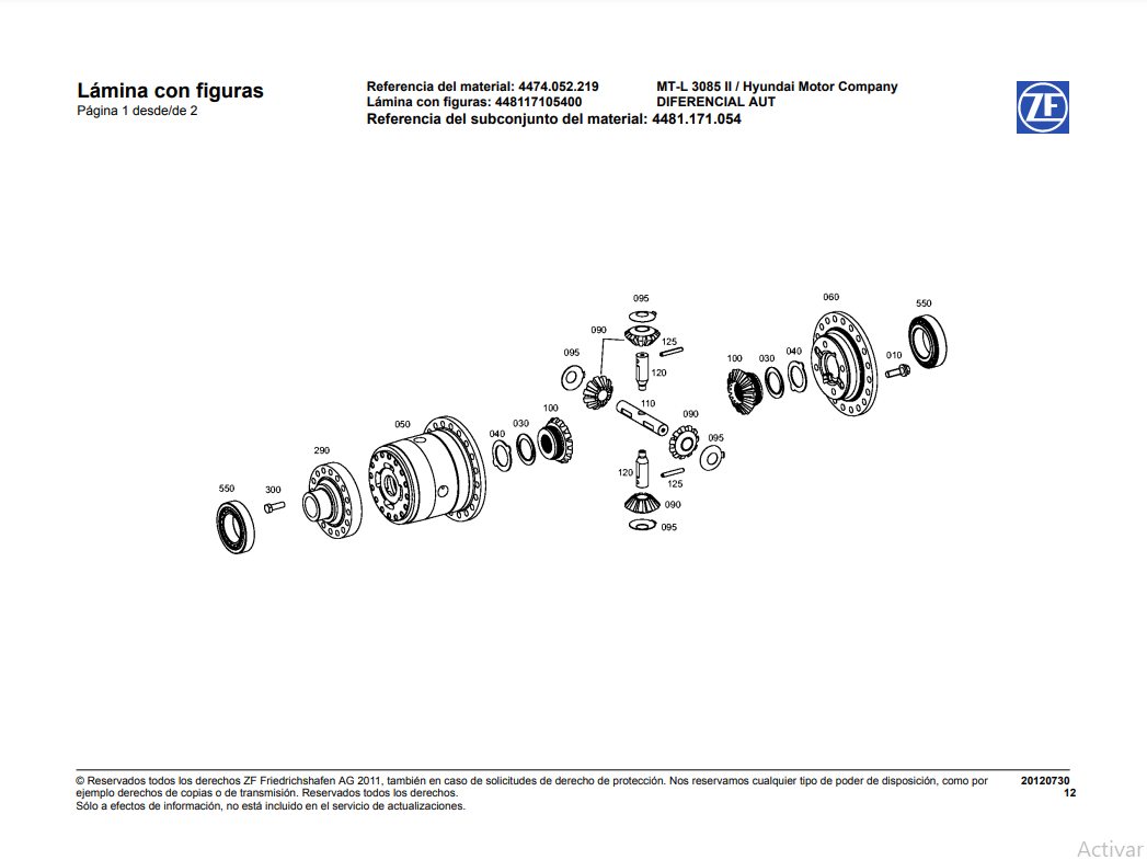 Catalogo de Recambios Transmisión ZF MT-L 3085 II HYUNDAI - 4474.052.219