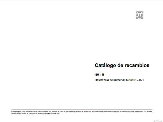 Catalogo de Recambios Transmisión ZF NH 1 B - 6090.012.021
