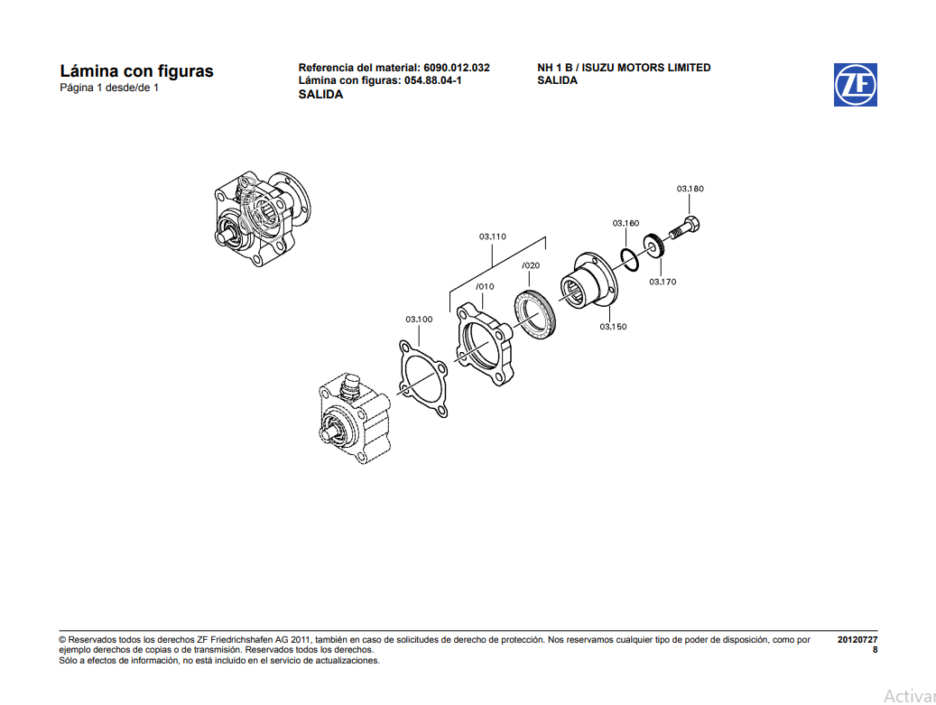 Catalogo de Recambios Transmisión ZF NH 1 B ISUZU - 6090.012.032