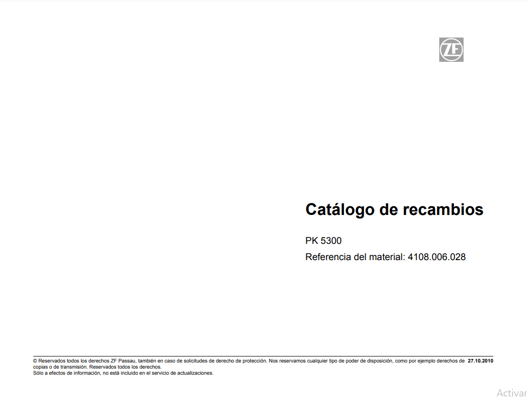 Catalogo de Recambios Transmisión ZF PK 5300 - 4108.006.028