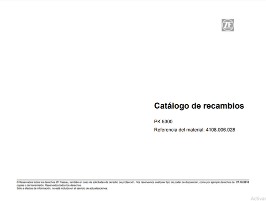Catalogo de Recambios Transmisión ZF PK 5300 - 4108.006.028