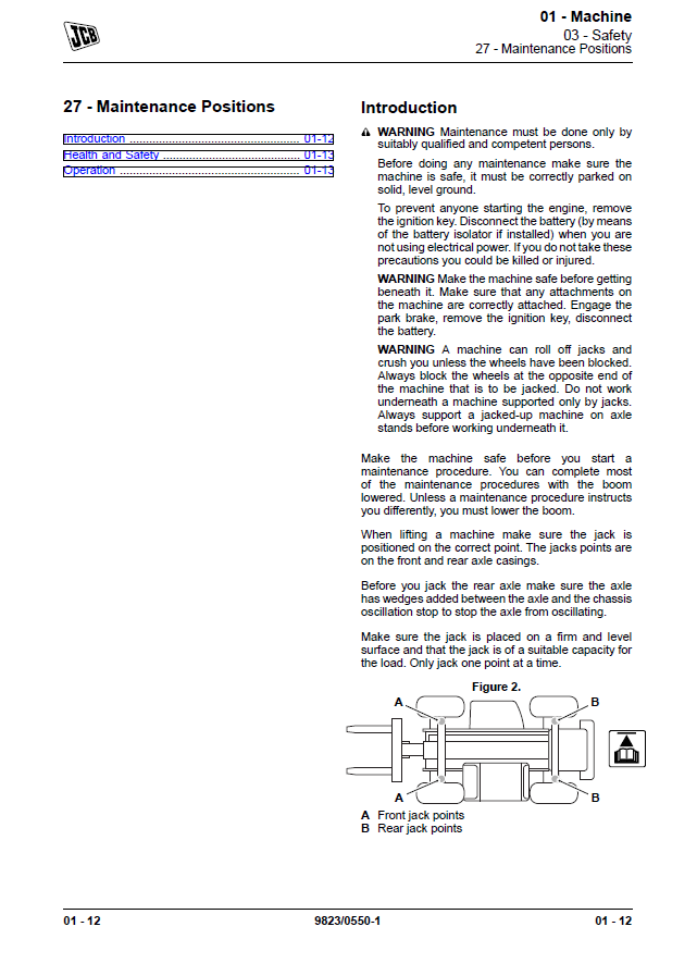 Manual de Reparación Telehandler JCB Rough Terrain 531-70, 535-95, 536-60, 536-70, 536-70LP, 541-70, 550-80, 560-80