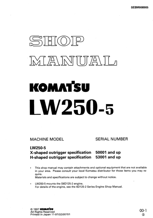 Manual de Taller Grúa Komatsu LW250-5