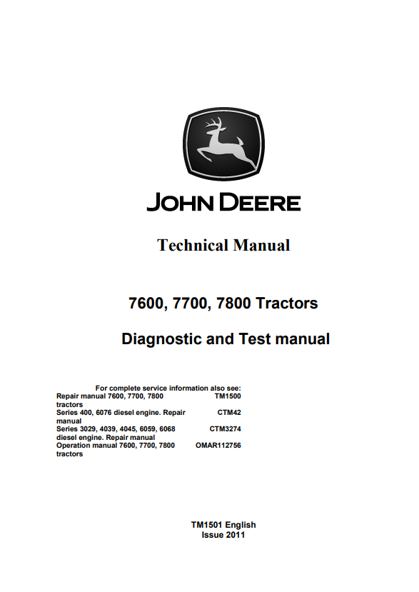 Manual Diagnostico y Prueba Tractor John Deere 7600, 7700, 7800