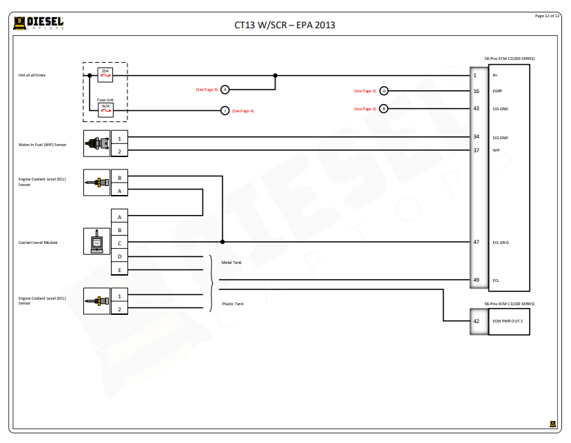 Manual Diagrama de Cableado Eléctrico Completo Motor Caterpillar CT13 EPA 2013