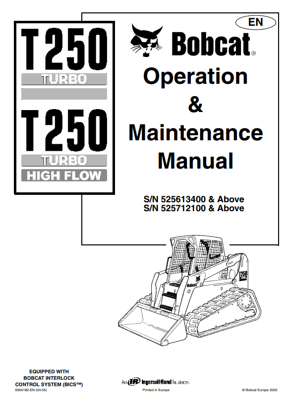 Manual Operación  y Mantenimiento Minicargador Sobre Orugas Bobcat T250