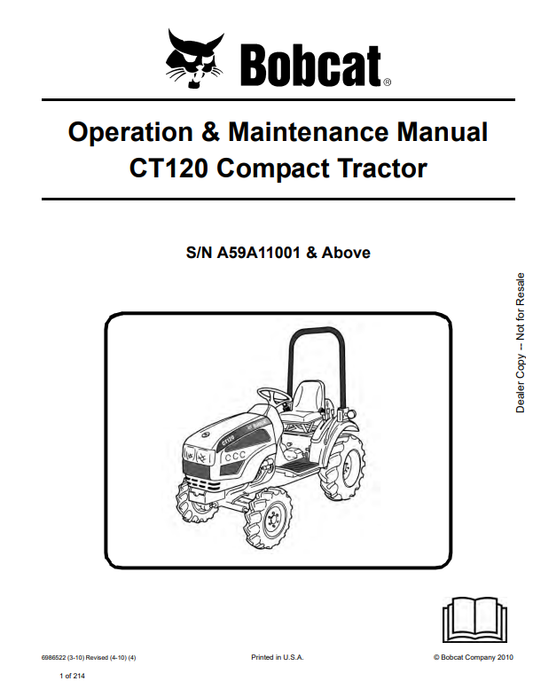 Manual Operación y Mantenimiento Tractor Compacto Bobcat CT120