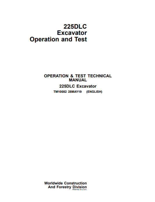 Manual Operación y Prueba Excavadra John Derre 225DLC