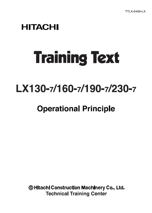 Manual Prueba y Entrenamiento Cargador Hitachi LX110-7, LX130-7, LX160-7, LX190-7, LX230-7