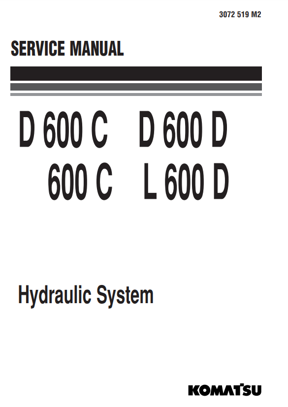 Manual Sistema Hidraulico Bulldozer Komatsu D600C, D600D, 600C, L600D