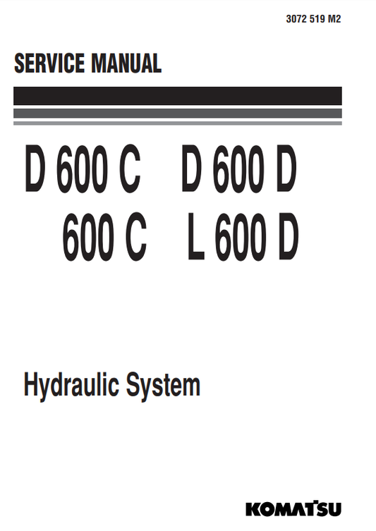Manual Sistema Hidraulico Bulldozer Komatsu D600C, D600D, 600C, L600D