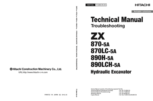 Manual Solución de Problemas Excavadora Hidráulica Hitachi ZX 870-5A 870LC-5A 890H-5A 890LCH-5A