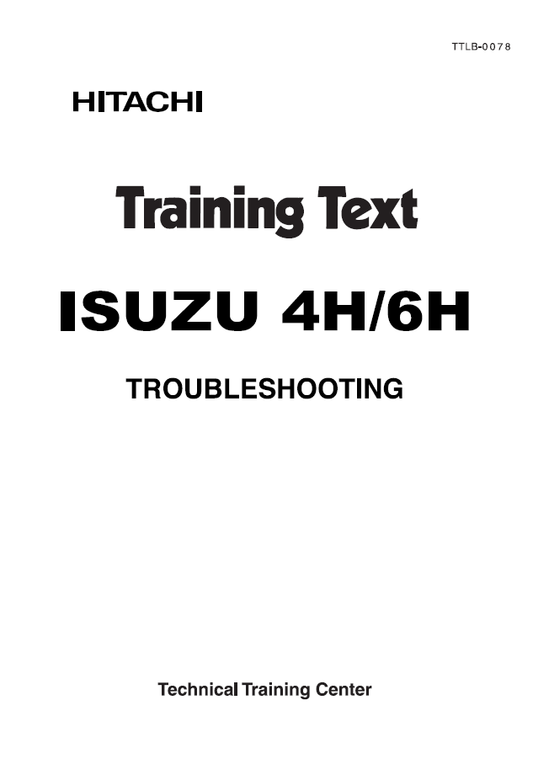 Manual Solución de Problemas Motores Isuzu 4H, 6H Relaciónado con Productos Hitachi