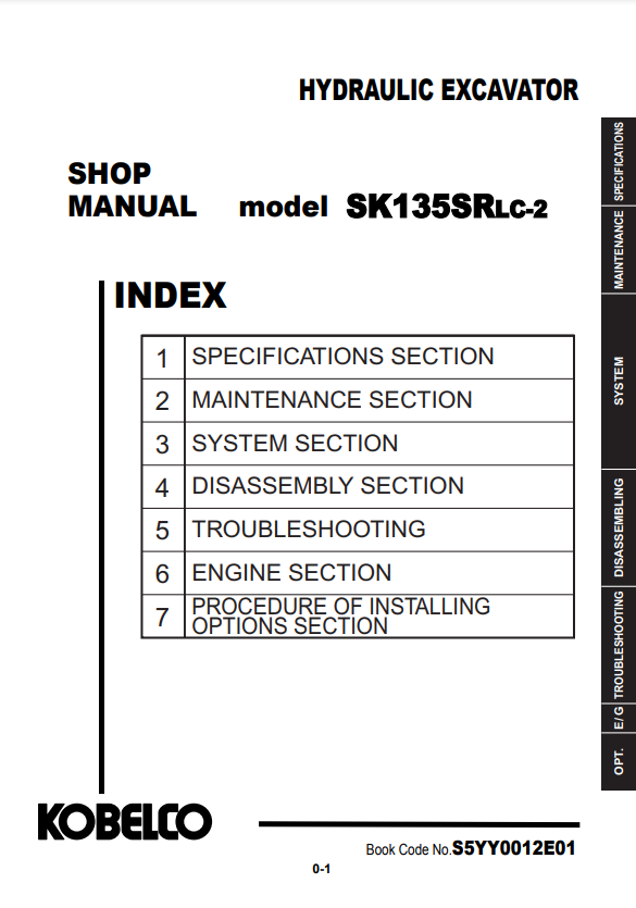 Manual Taller Excavadora Kobelco SK135SR-LC-2