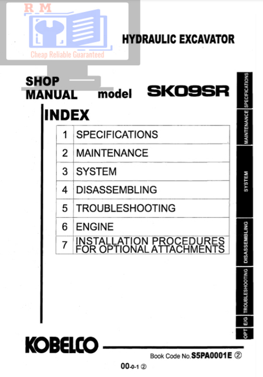 Manual Taller Mini Excavadora Kobelco SK09SR