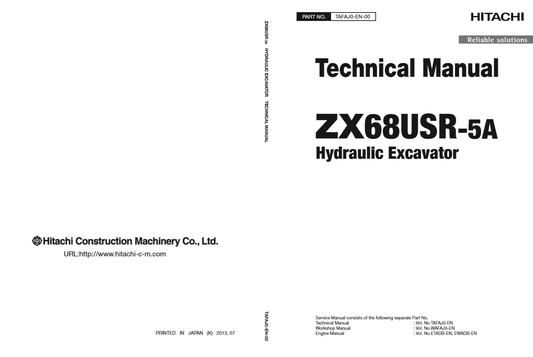 Manual Técnico Excavadora Hidráulica Hitachi ZX68USR-5A