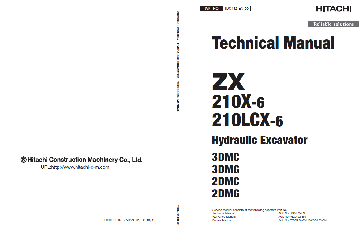 Manual Técnico Excavadora Hitachi ZX210X-6, ZX210LCX-3