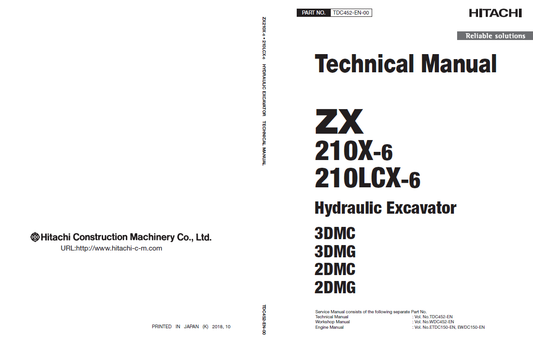 Manual Técnico Excavadora Hitachi ZX210X-6, ZX210LCX-3