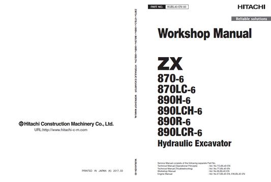 Manual de Taller Excavadora Hitachi ZX870-6, ZX890-6