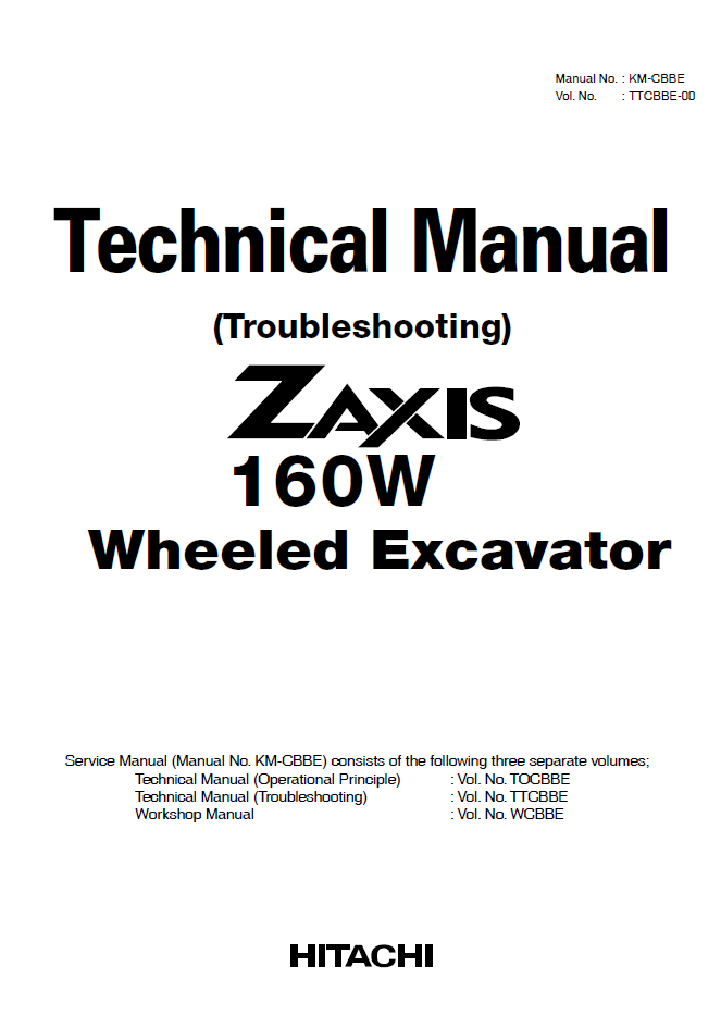 Manual Técnico Excavadora Hitachi ZX160W