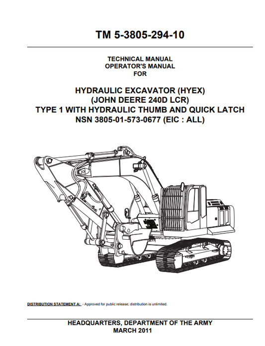Manual Técnico Excavadora John Deere  240DLC