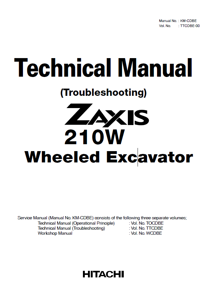 Manual Técnico Excavadora sobre Ruedas Hitachi zx210w