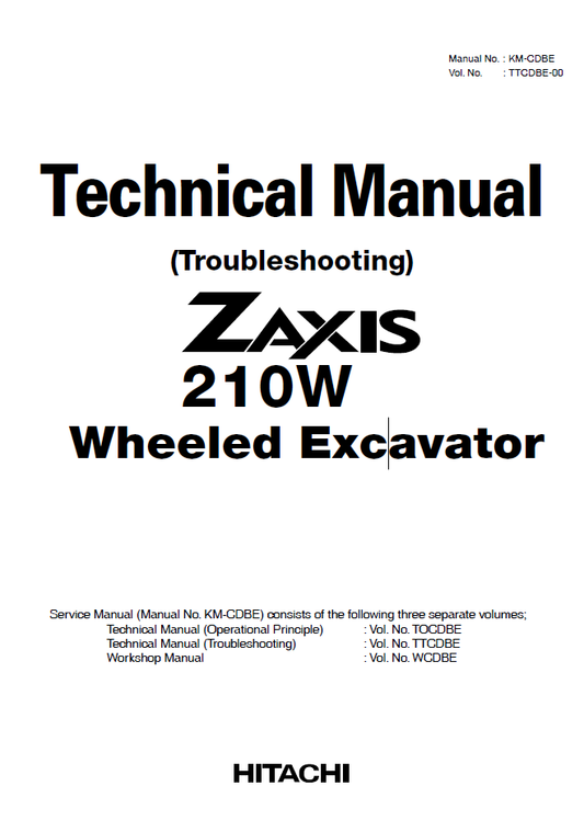 Manual Técnico Excavadora sobre Ruedas Hitachi zx210w