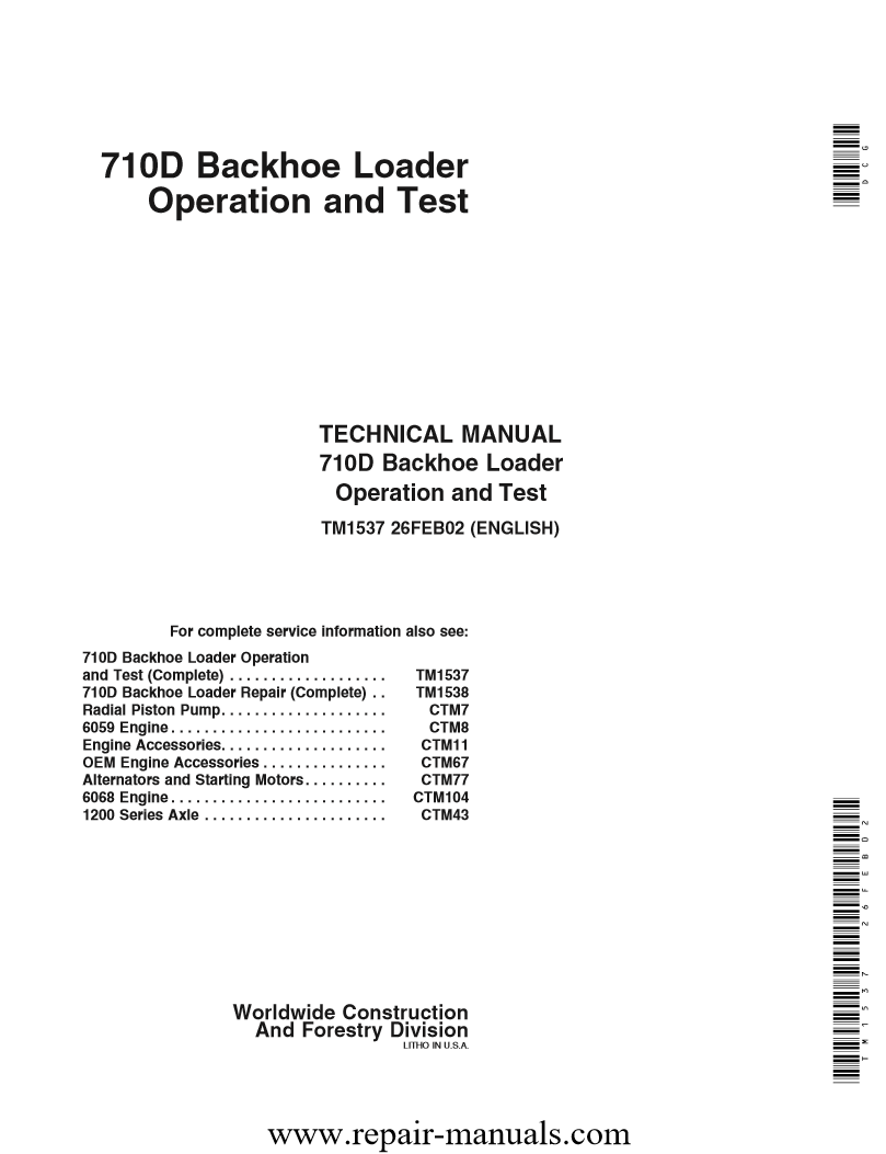 Manual Técnico Retroexcavadora John Deere 700D