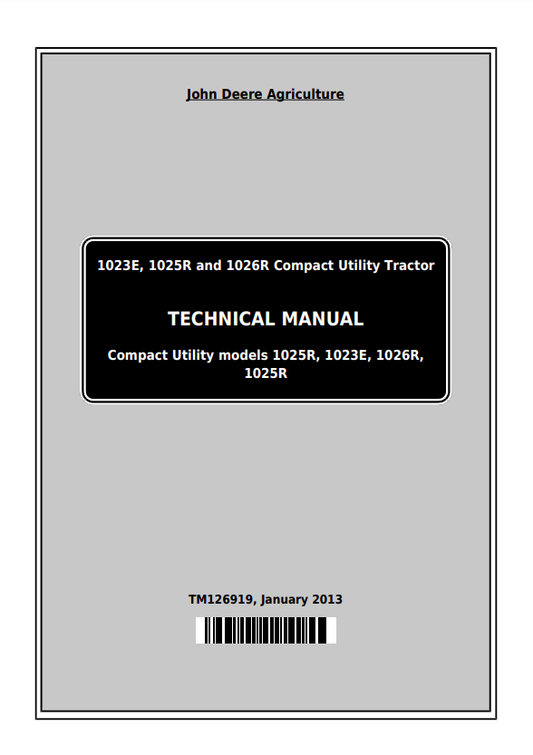 Manual Tecnico Tractor Compacto John Deere 1023E, 1025R, 1026R