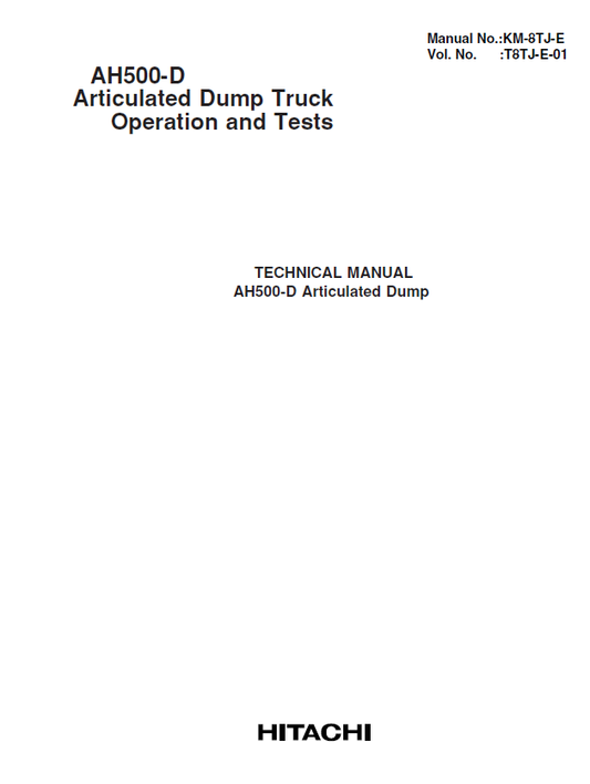Manual Técnico de Operación y Testeo Camión Articulado Hitachi AH500D 6×6