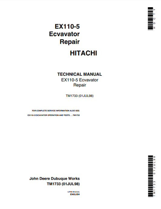 Manual Técnico de Reparación Excavadora Hitachi EX110-5