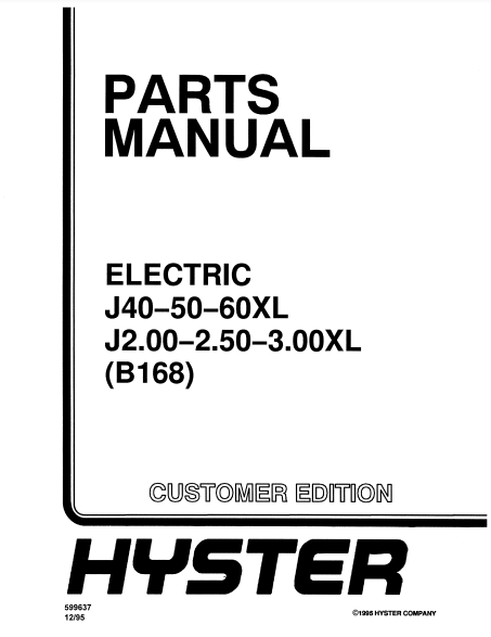 Manual d Partes Montacarga HysterJ40, J50, J60 (B168)